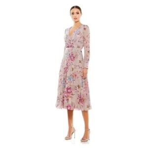 Mac Duggal Purple and Gray Midi Dress